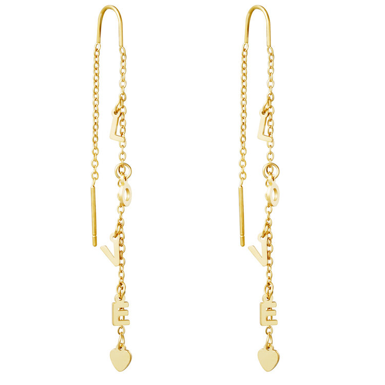 Gold Love Dangle Earrings
