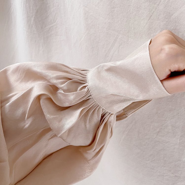 Felicity Shiny Blouse Dress / Champagne Pink