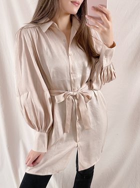 Felicity Shiny Blouse Dress / Champagne Pink