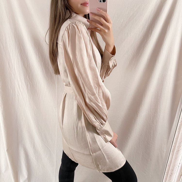 Felicity Shiny Blouse Dress / Champagne Pink