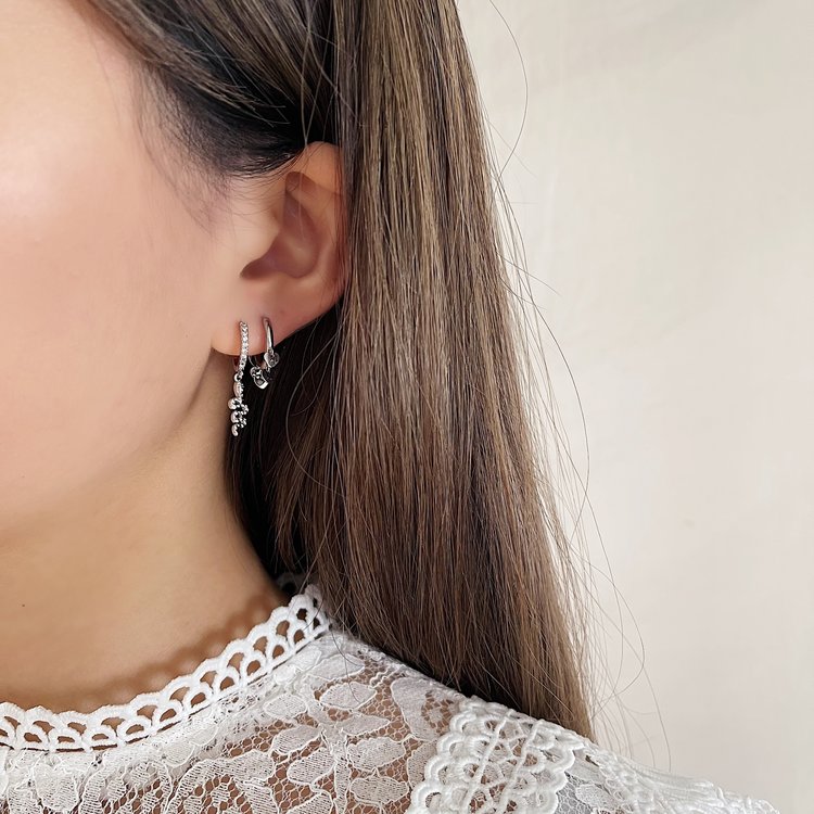 Silver Lovers Heart Earrings