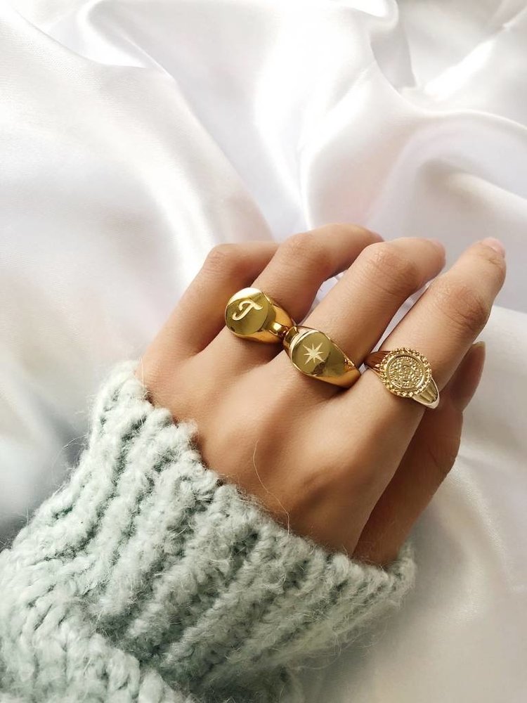 Gold Roman Coin Signet Ring