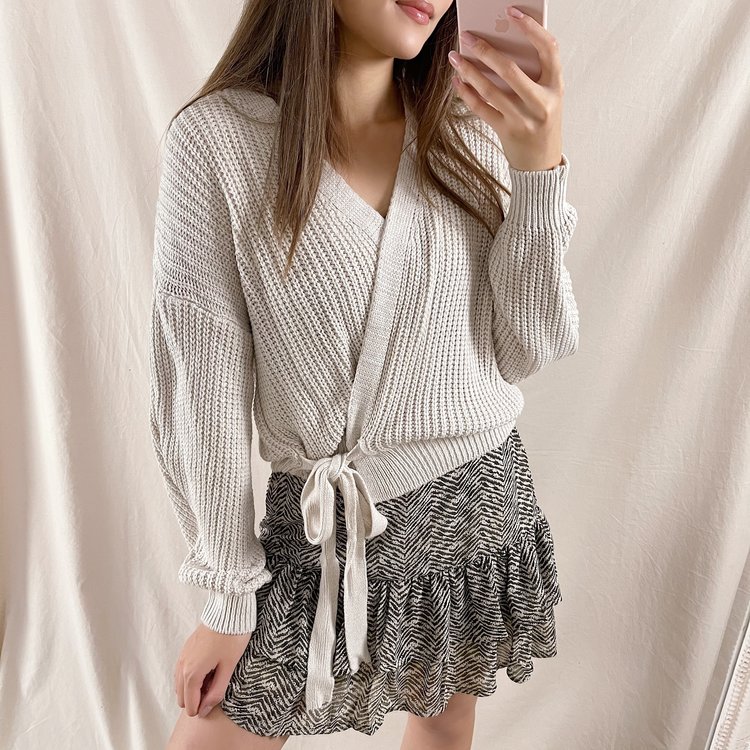 Vivien Herringbone Skirt / Beige