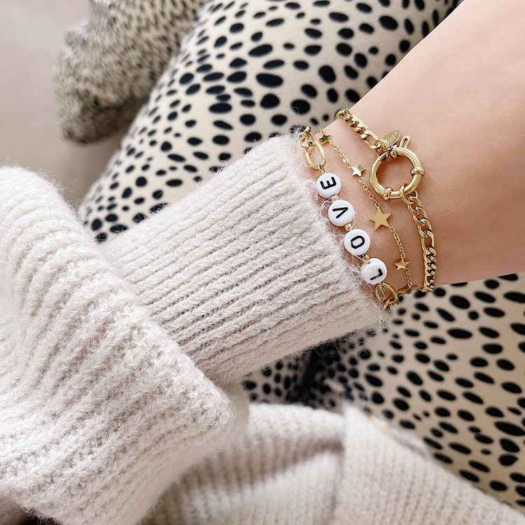 Gold Figaro Chain Ring Bracelet