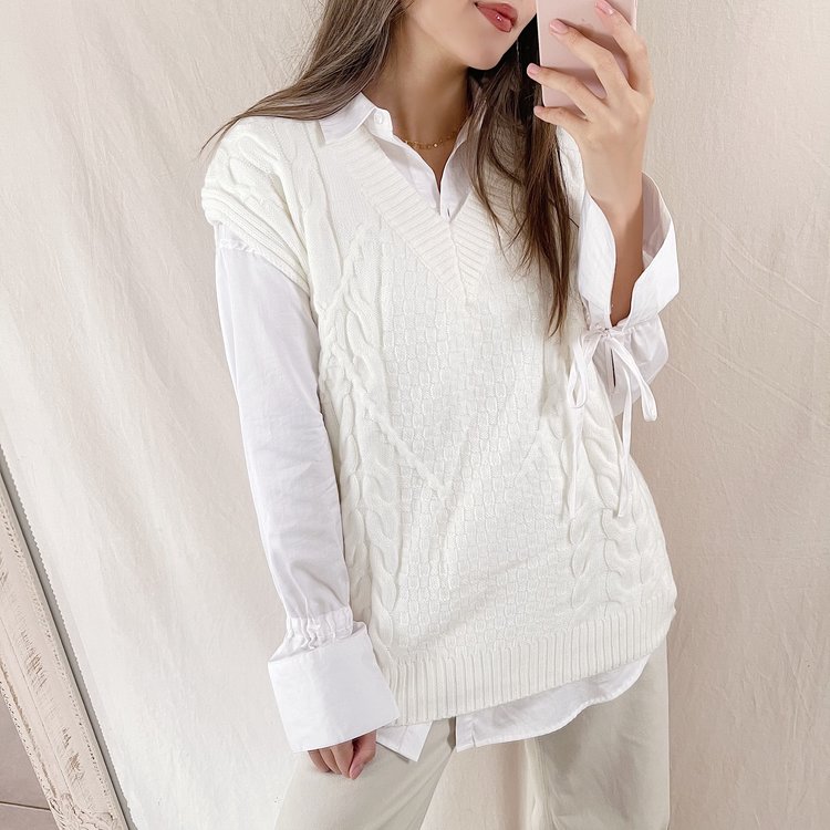 Amelie Cable Knit Spencer / Off white