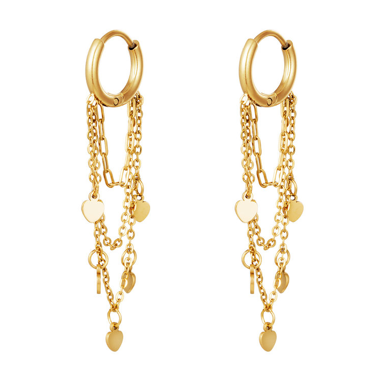 Gold Heart Chains Earrings