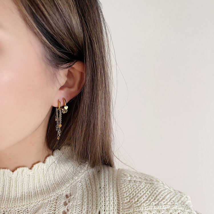 Gold Heart Chains Earrings
