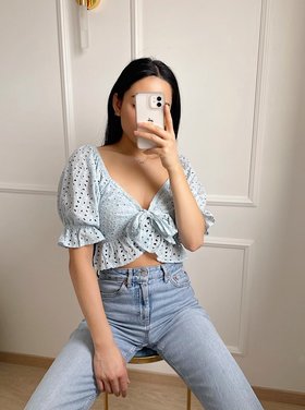 Romilly Tie Front Top / Blue