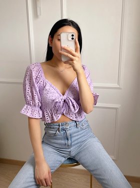 Romilly Tie Front Top / Lilac