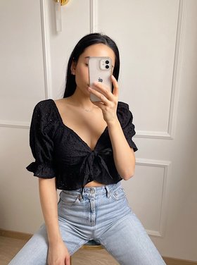 Romilly Tie Front Top / Black