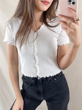 Tami Button Crop Top / White