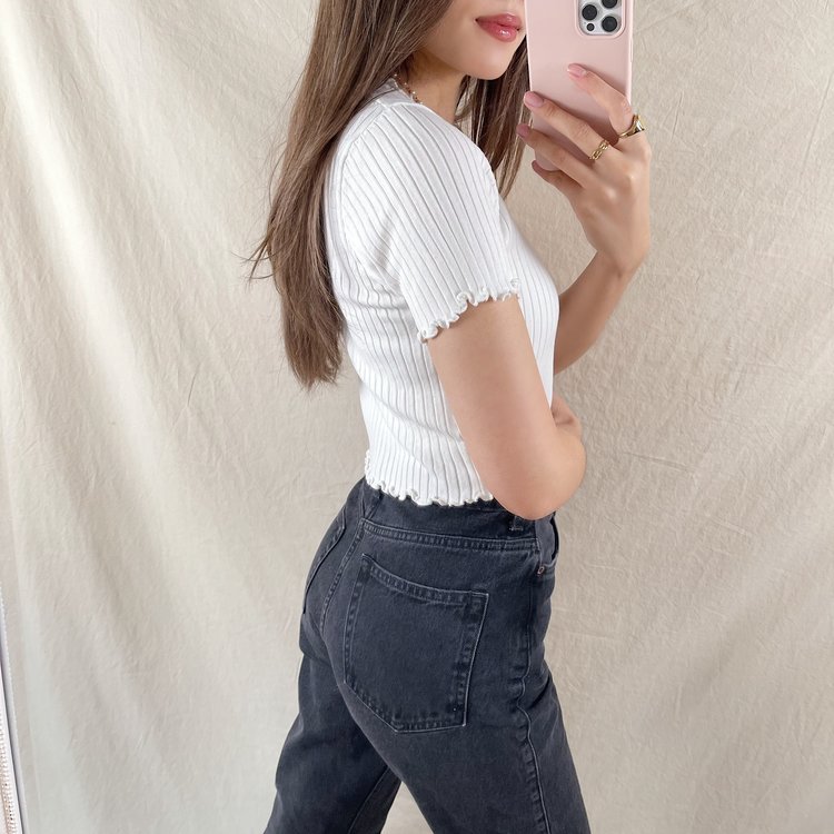 Tami Button Crop Top / White