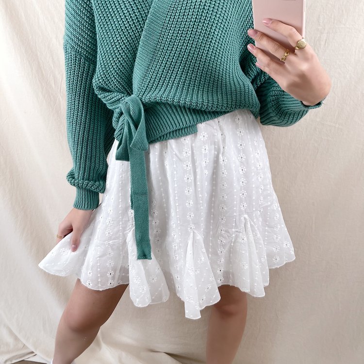 Alicia Embroidered Skirt / White