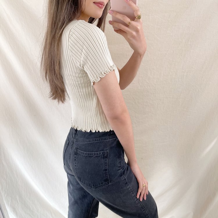 Tami Button Crop Top / Beige