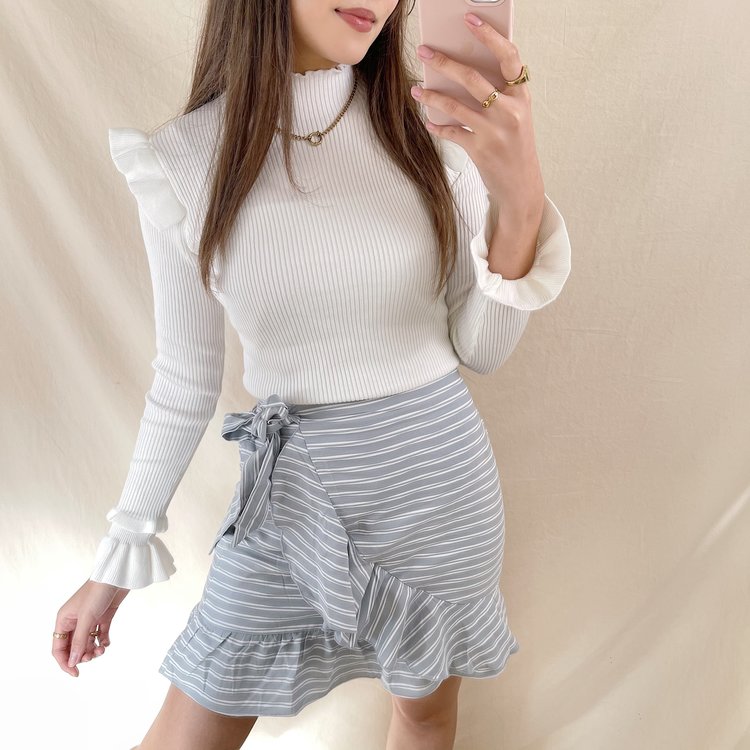 Luisa Striped Skirt / Grey Blue