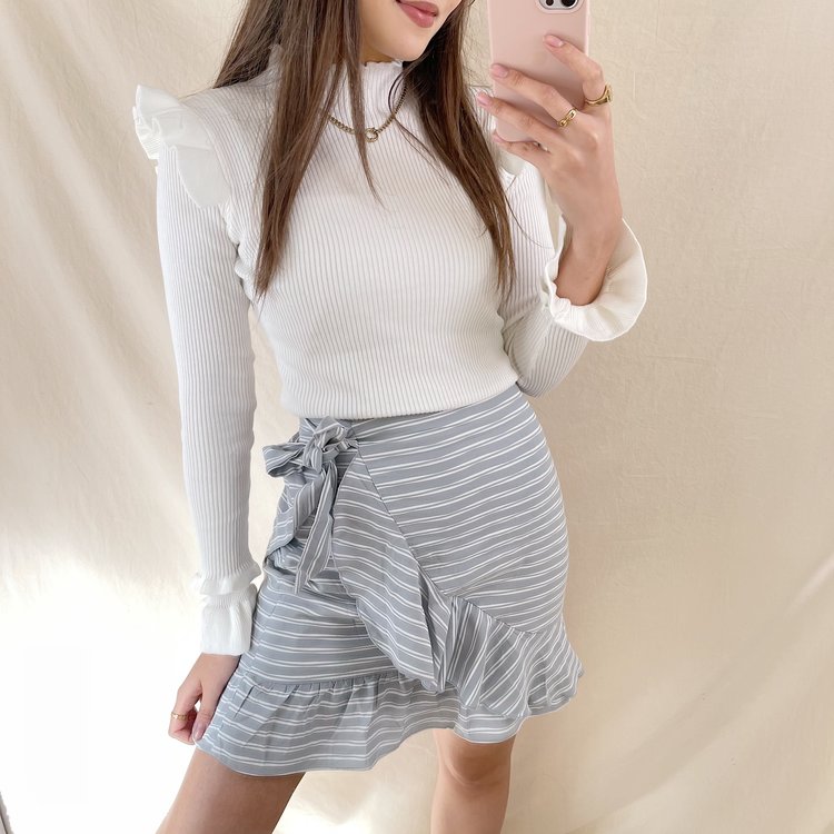 Luisa Striped Skirt / Grey Blue