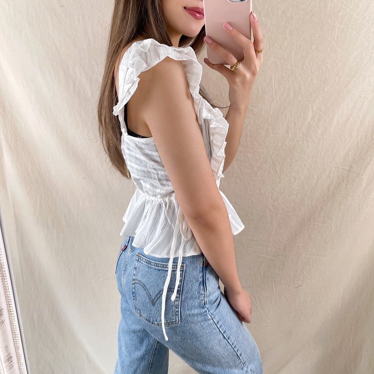 Saffier Ruffle Top / White