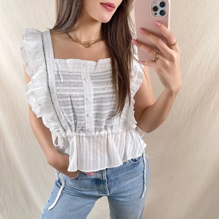 Saffier Ruffle Top / White