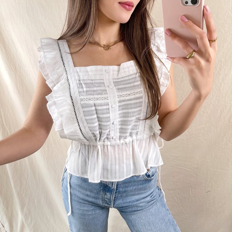Saffier Ruffle Top / White