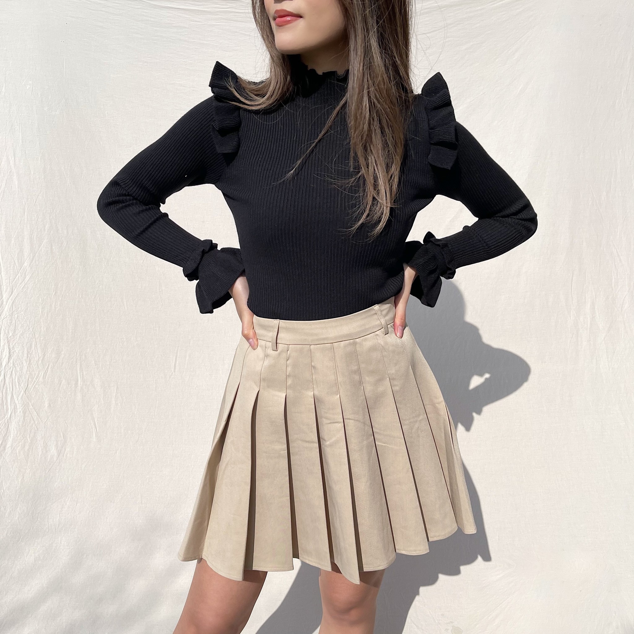 Seori Pleated Tennis Skirt / Beige - Hello My Love