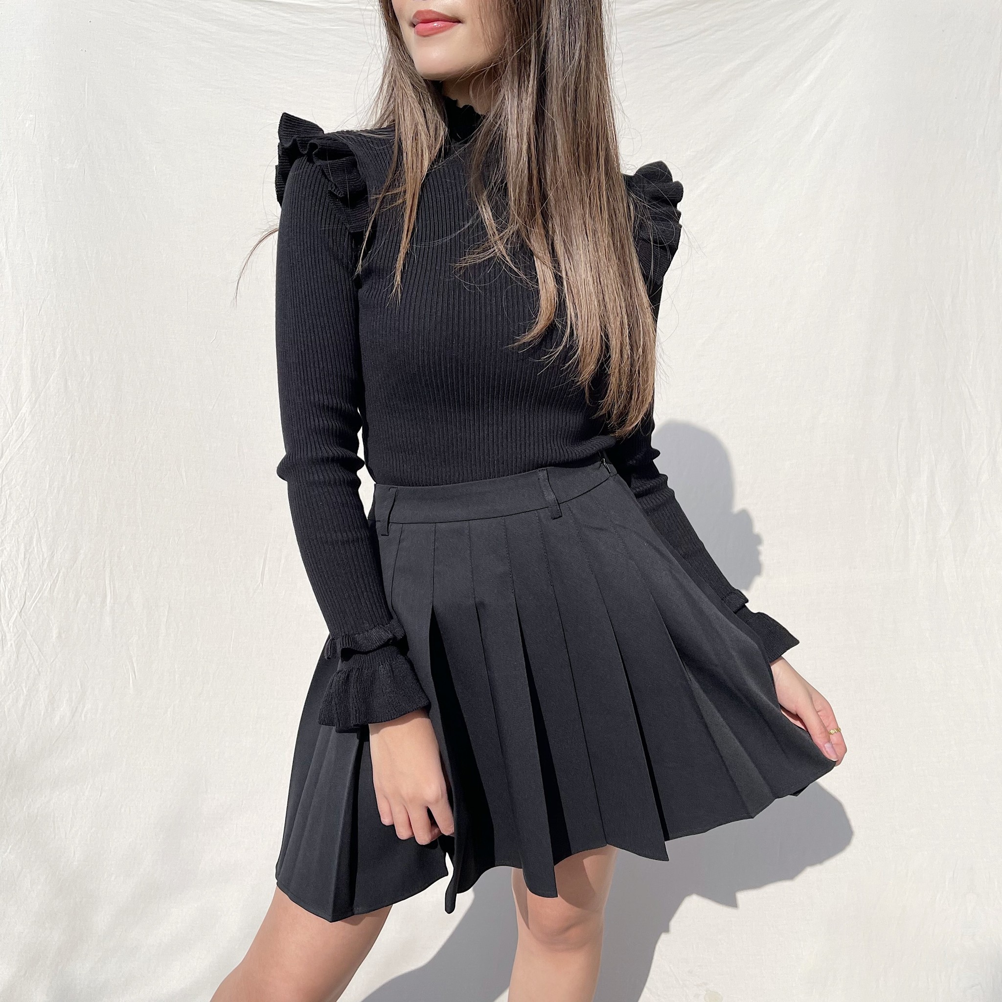 Seori Pleated Tennis Skirt / Black - Hello My Love