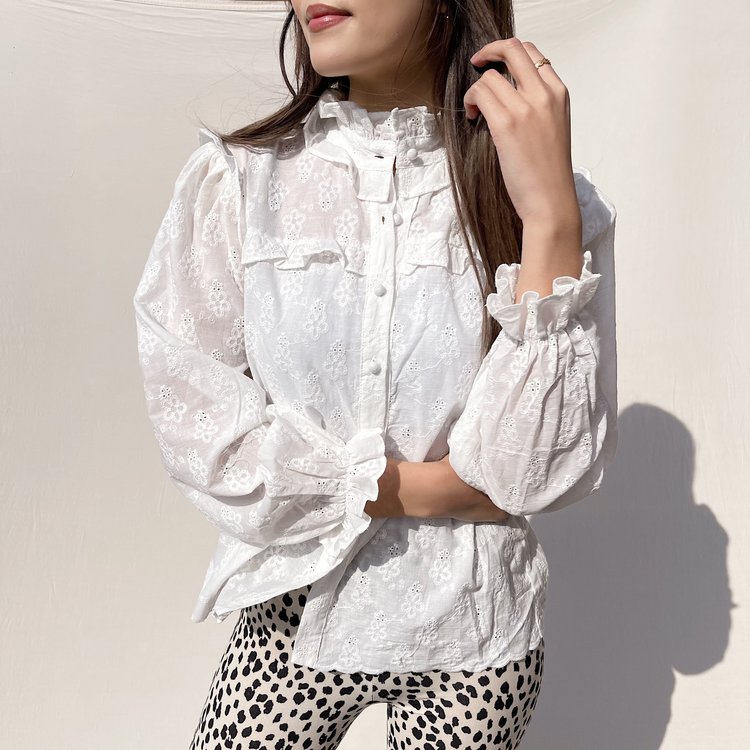 Ayaka Embroidered Blouse / White
