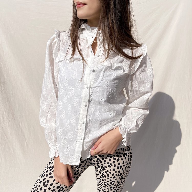 Ayaka Embroidered Blouse / White