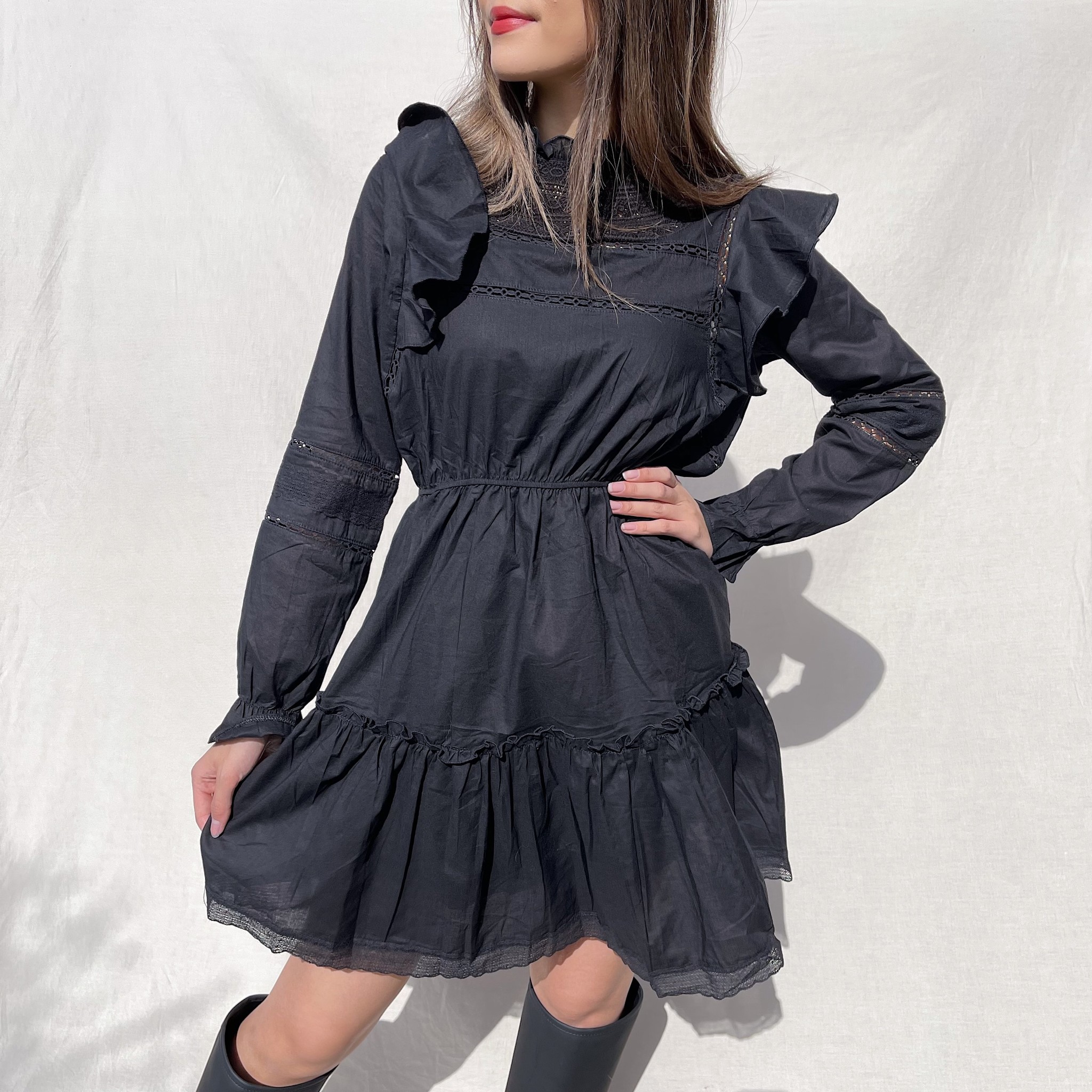 Mimi Ruffle Dress / Black - Hello My Love Mimi Ruffle Dress / Black - Hello My Love
