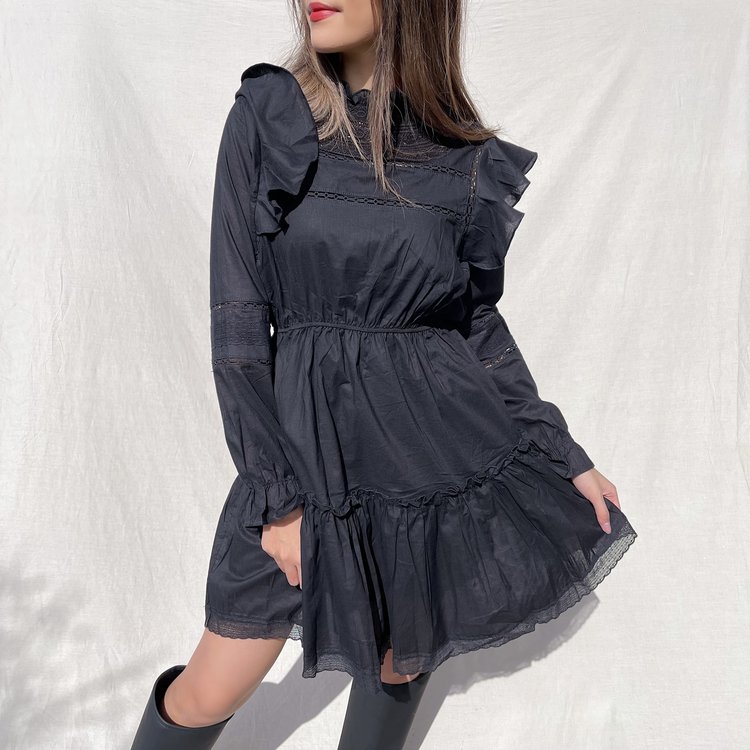 Mimi Ruffle Dress / Black