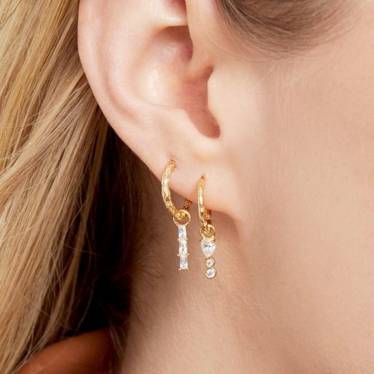 Gold Sparkle Drops Earrings / Green