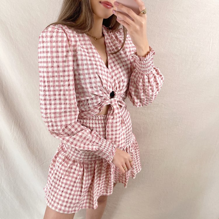 Rosetta Vichy Crop Top / Pink