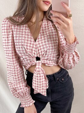 Rosetta Vichy Crop Top / Pink