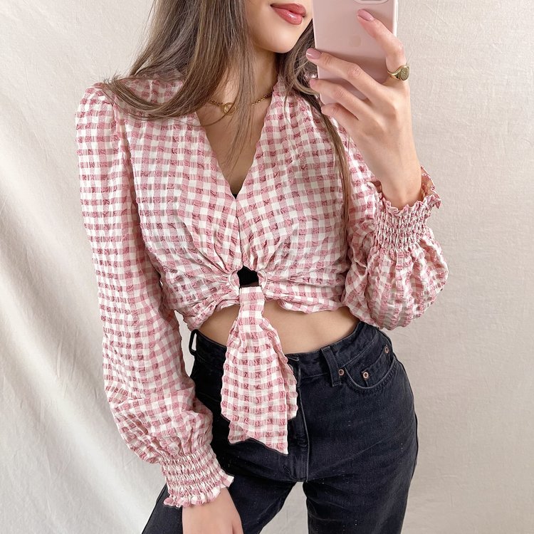 Rosetta Vichy Crop Top / Pink