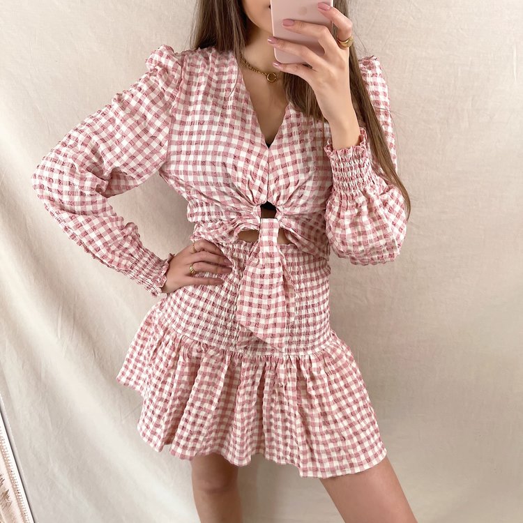 Rosetta Vichy Skirt / Pink