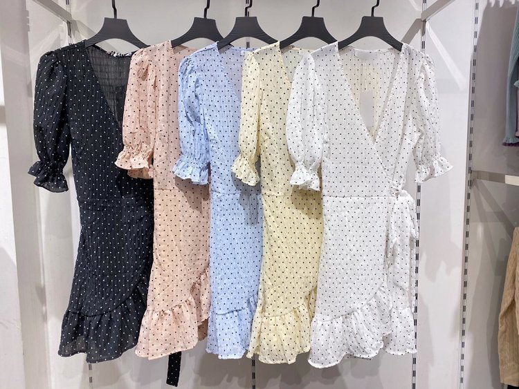 Yumea Dots Wrap Dress / Yellow