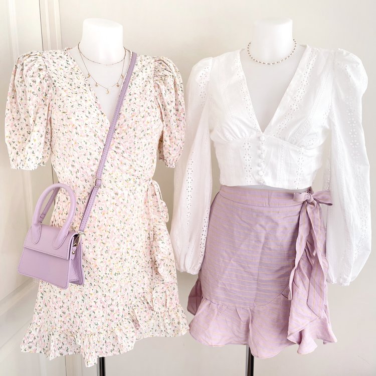 Lotta Print Wrap Dress / Light Pink