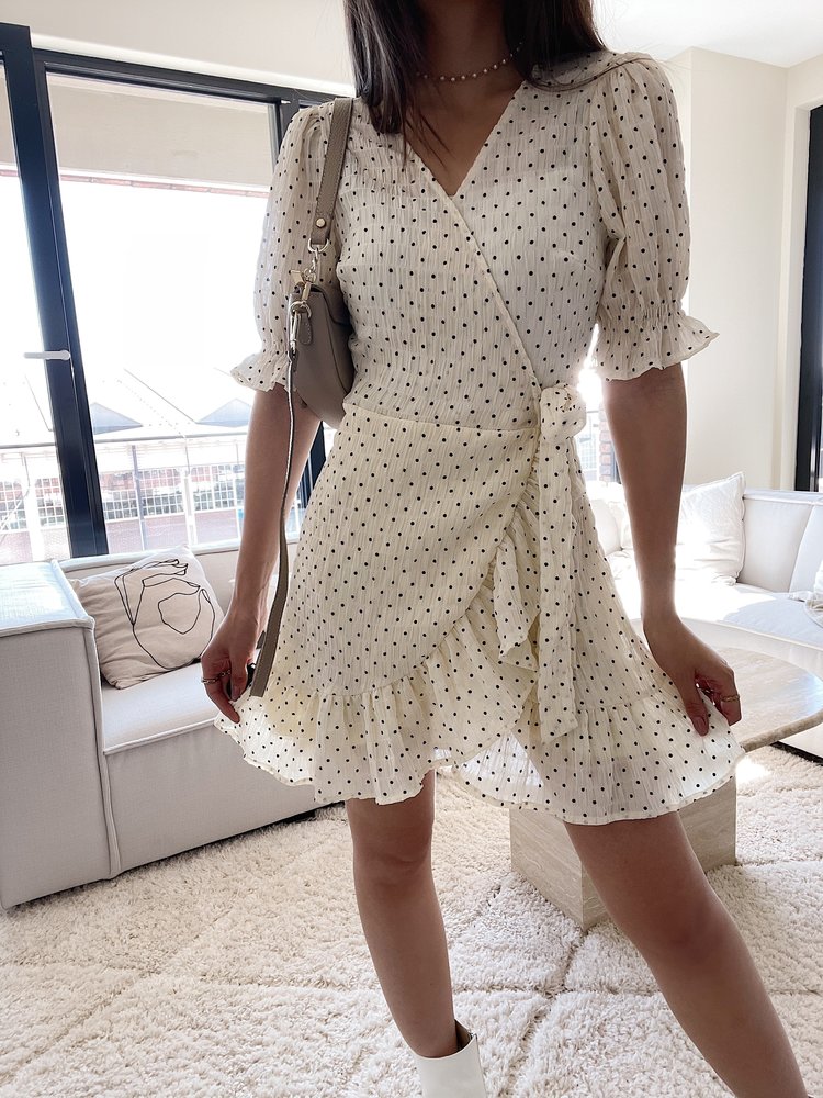 Yumea Dots Wrap Dress / Yellow