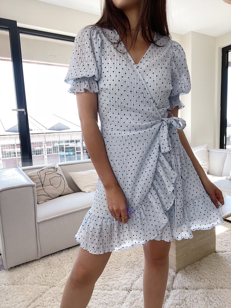 Yumea Dots Wrap Dress / Blue