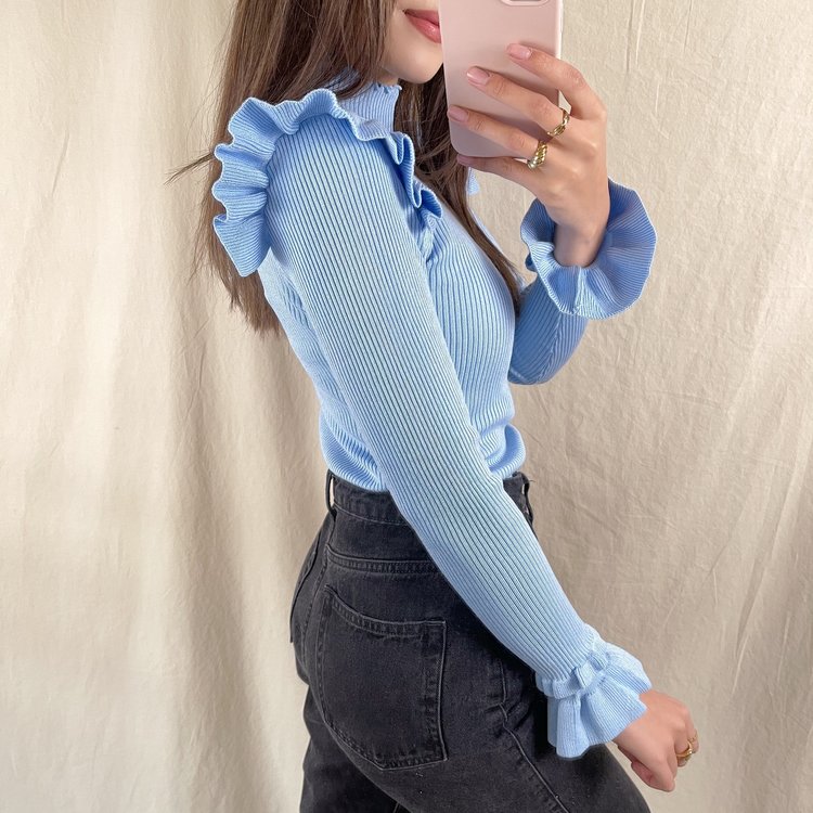 Marisa Ruffle Knit / Blue