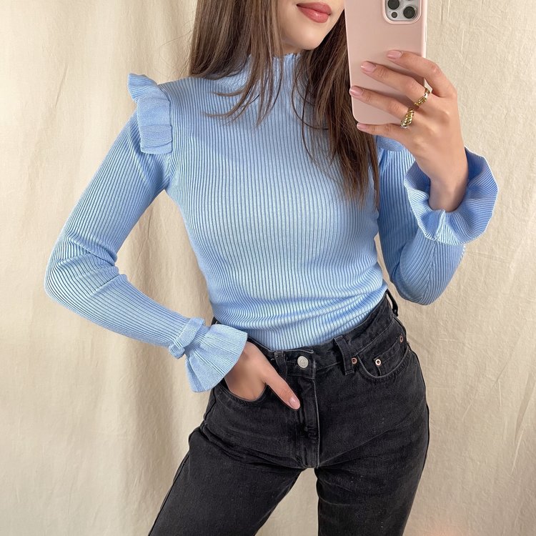 Marisa Ruffle Knit / Blue