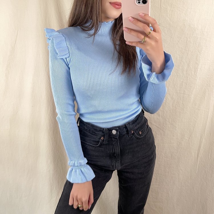 Marisa Ruffle Knit / Blue