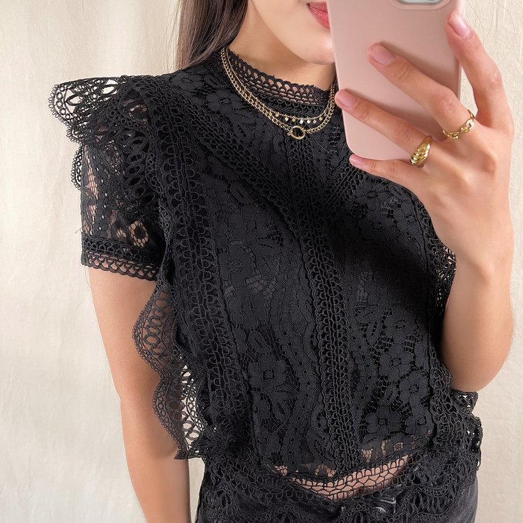 Louva Lace Top / Black