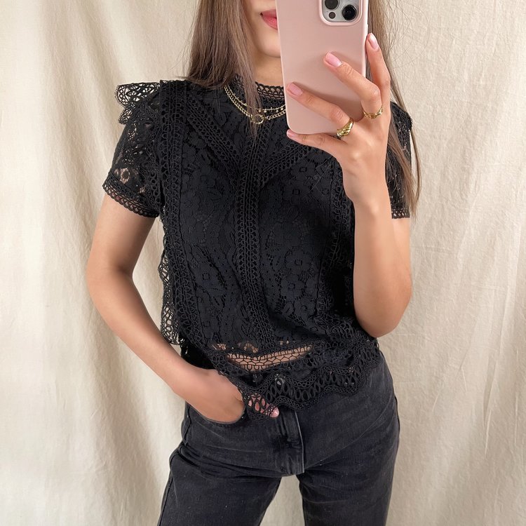 Louva Lace Top / Black