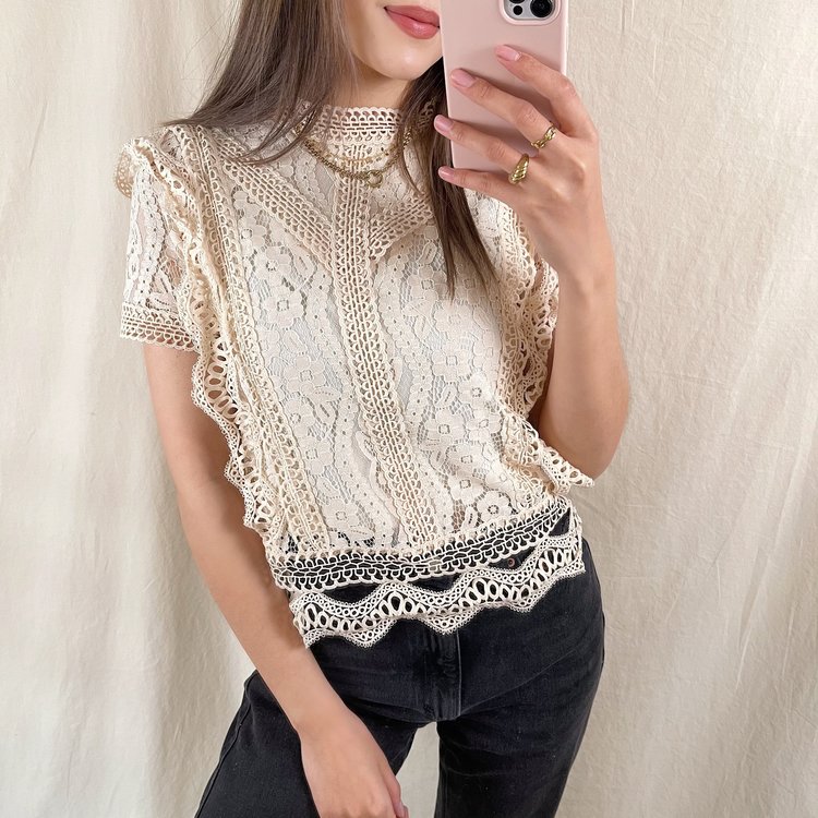 Louva Lace Top / Beige