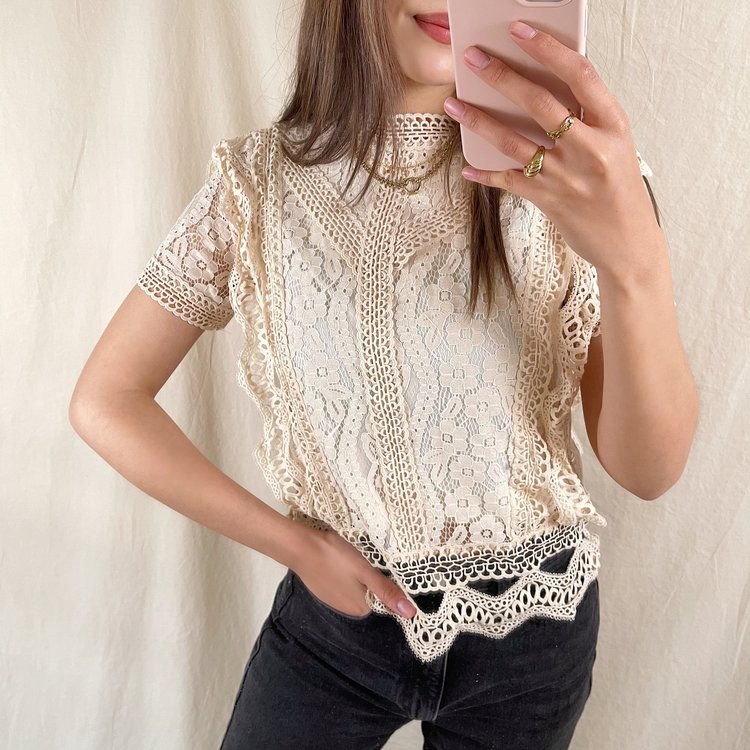 Louva Lace Top / Beige