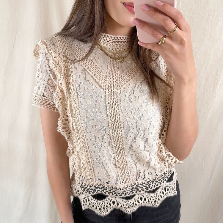 Louva Lace Top / Beige