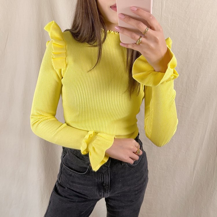 Marisa Ruffle Knit / Yellow