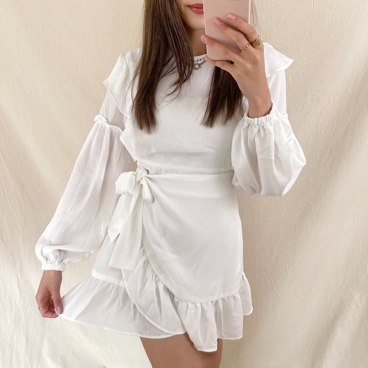 Lune Ruffle Dress / White