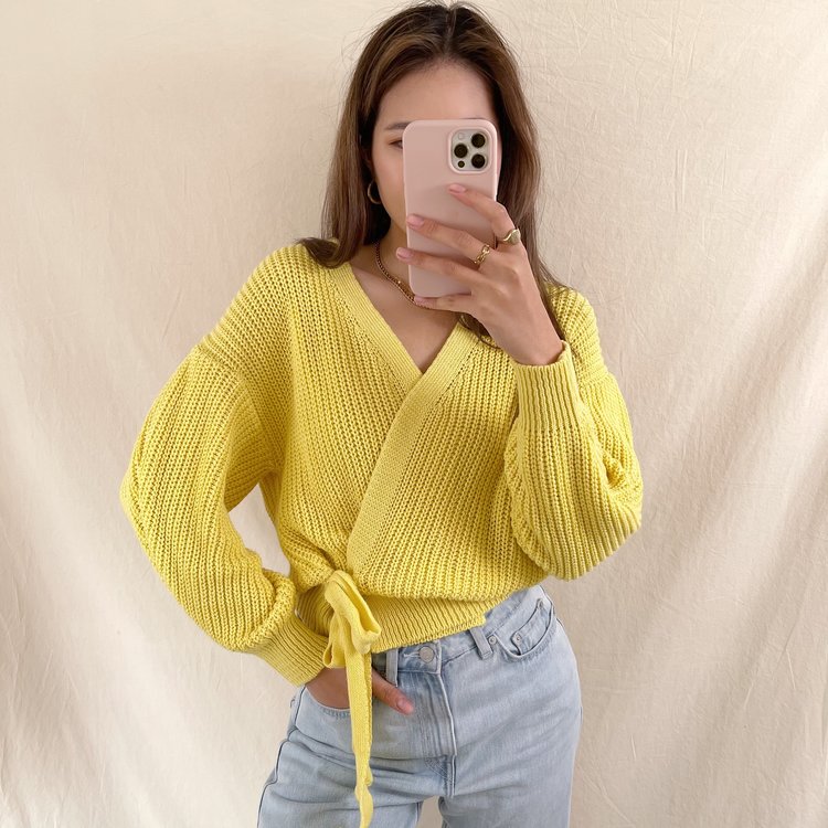 Laurie Wrap Cardigan / Yellow