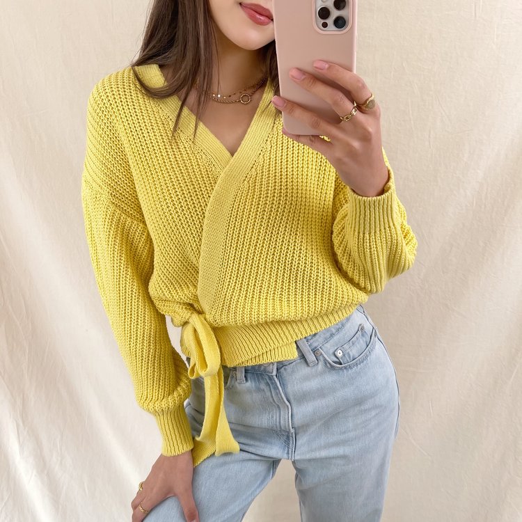 Laurie Wrap Cardigan / Yellow